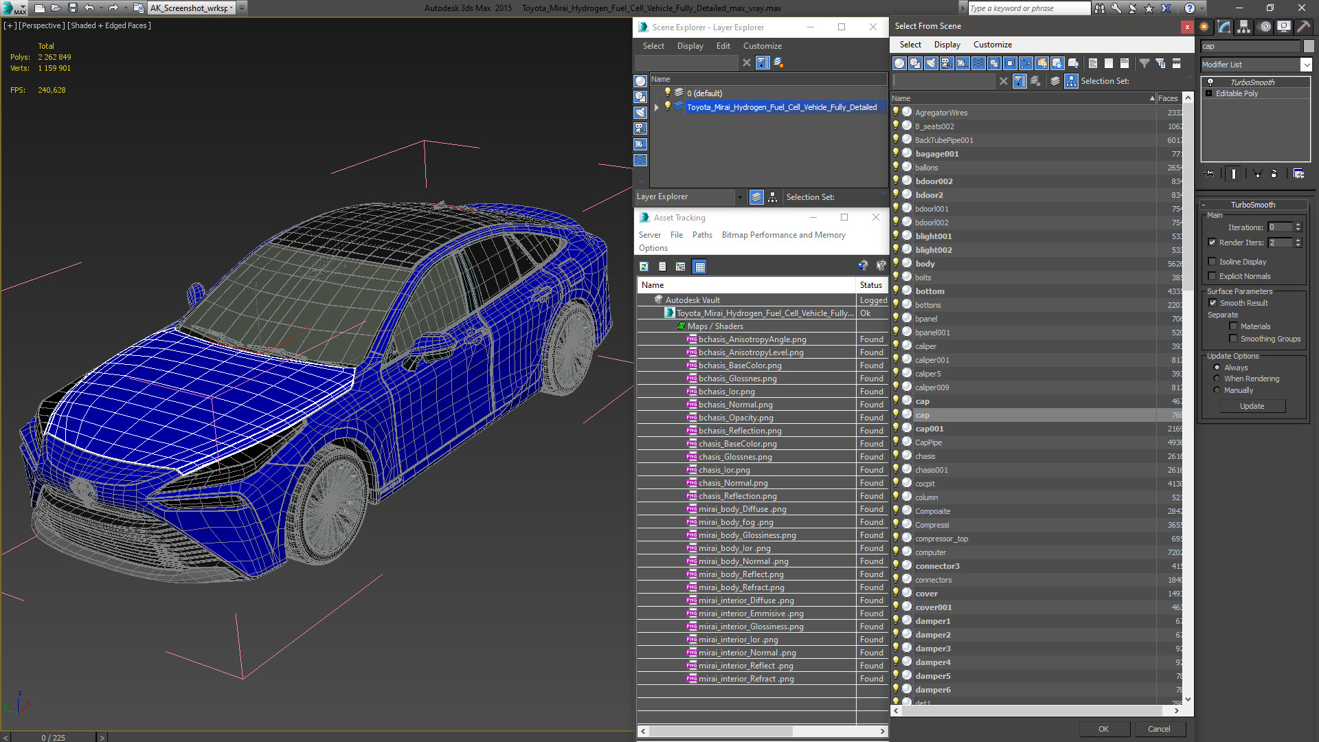 Toyota Mirai Hydrogen Fuel Cell Vehicle Fully Detailed 3D model