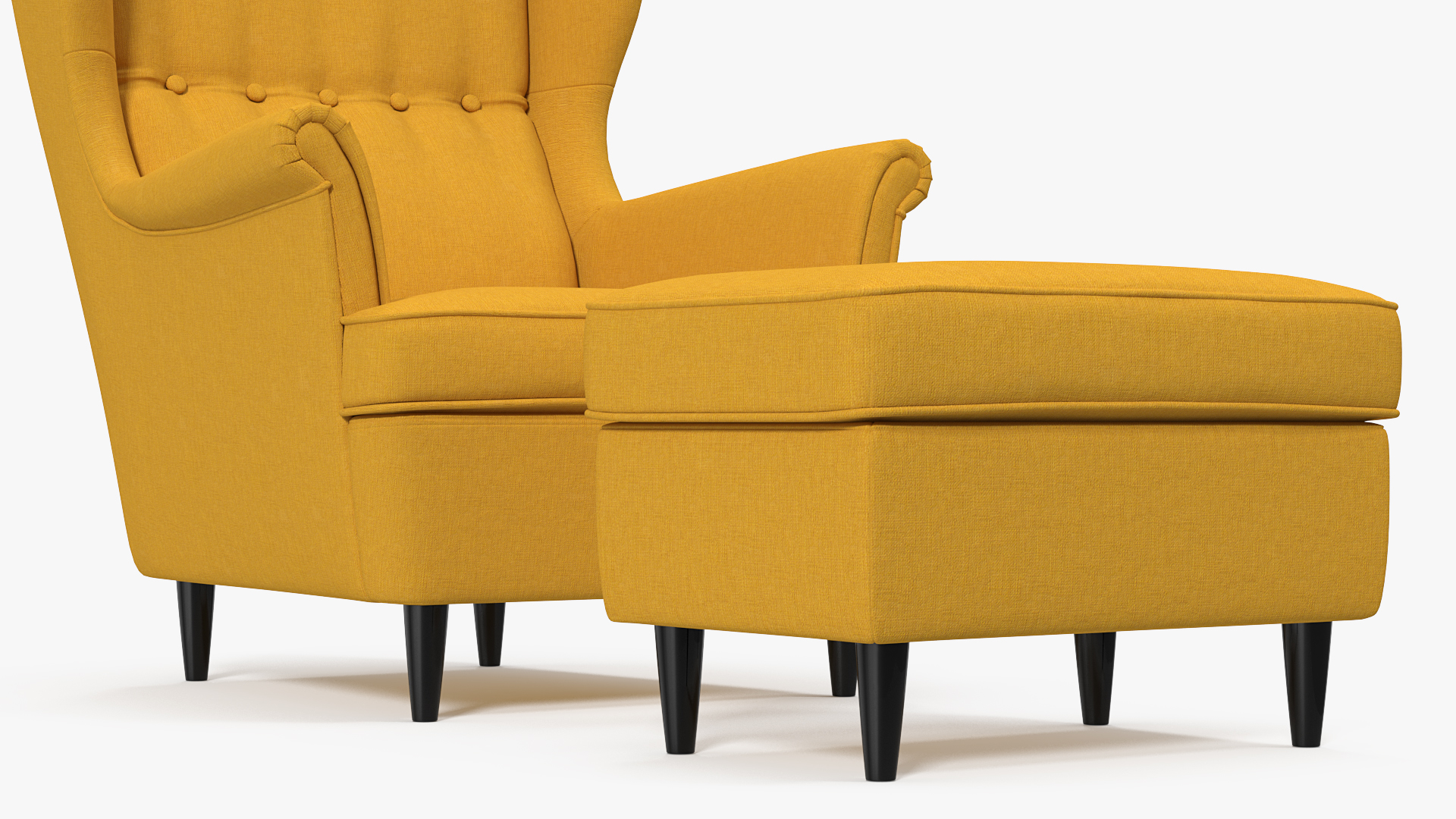 Strandmon Yellow Wing Chair with Puff 3D