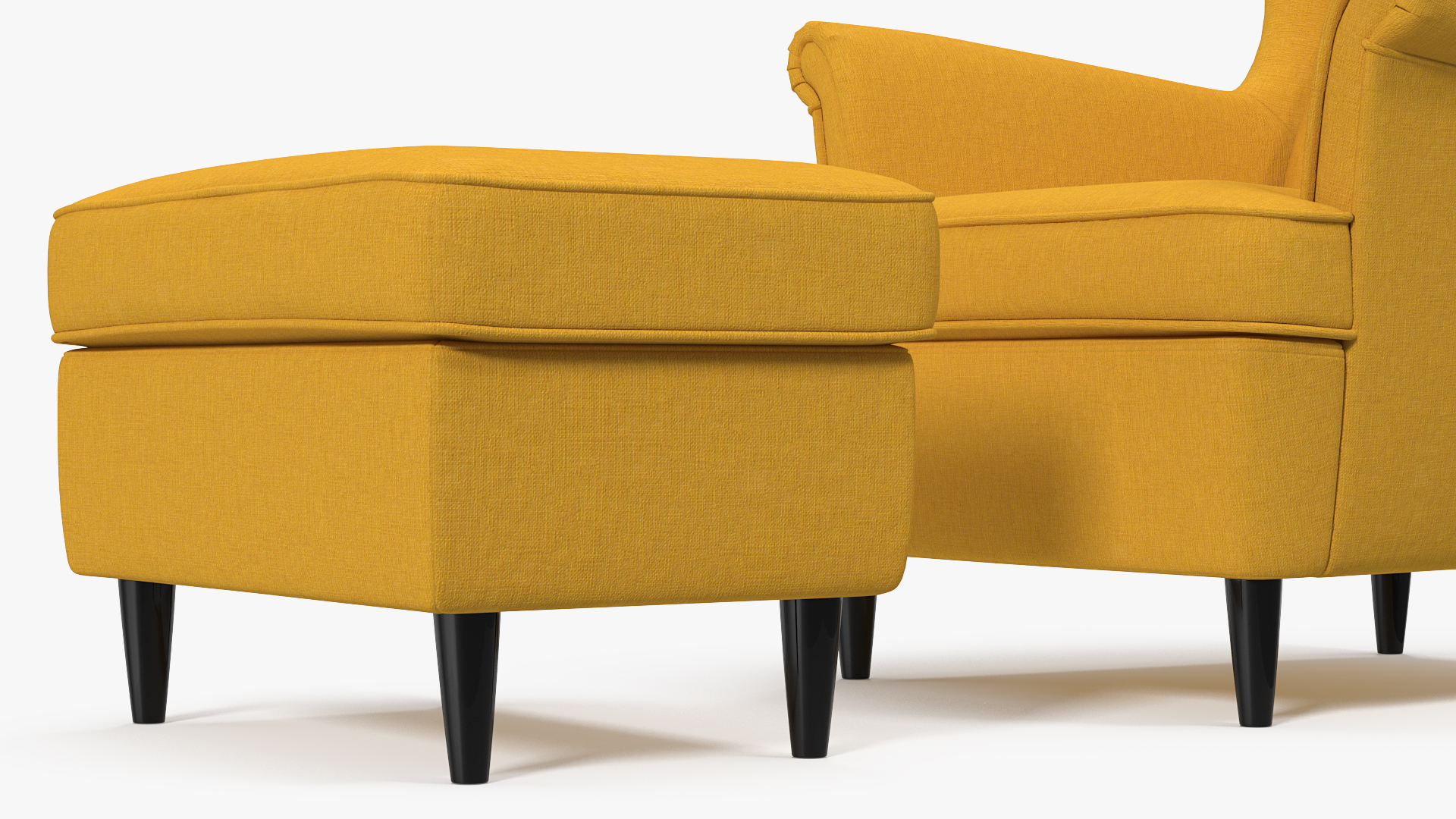 Strandmon Yellow Wing Chair with Puff 3D