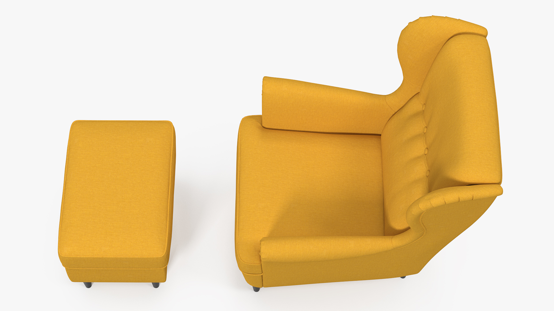 Strandmon Yellow Wing Chair with Puff 3D