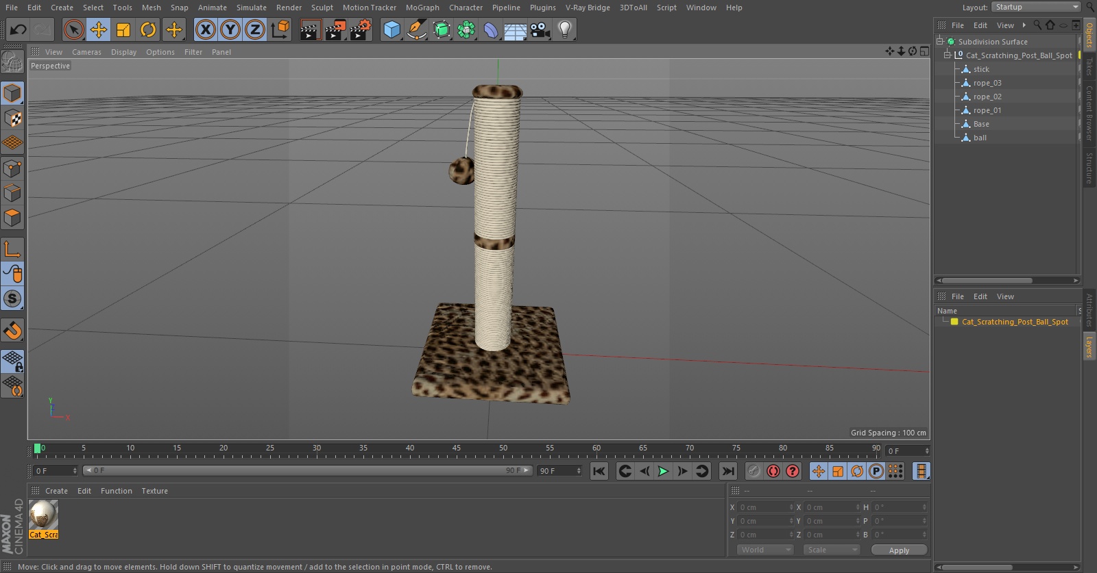 Cat Scratching Post Ball Spot 3D model