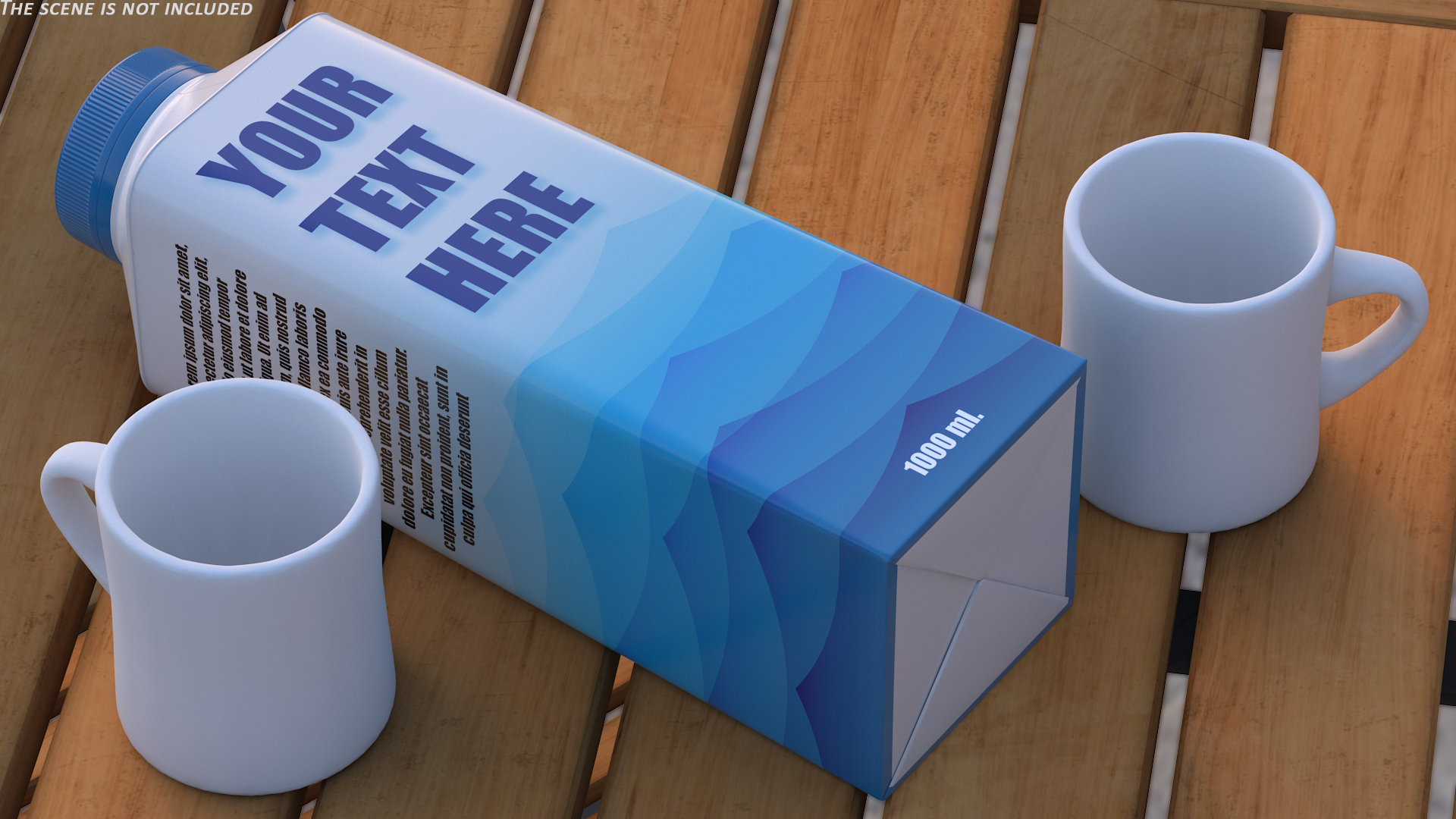 3D Carton Package for Beverage with Cap Mockup Blue model