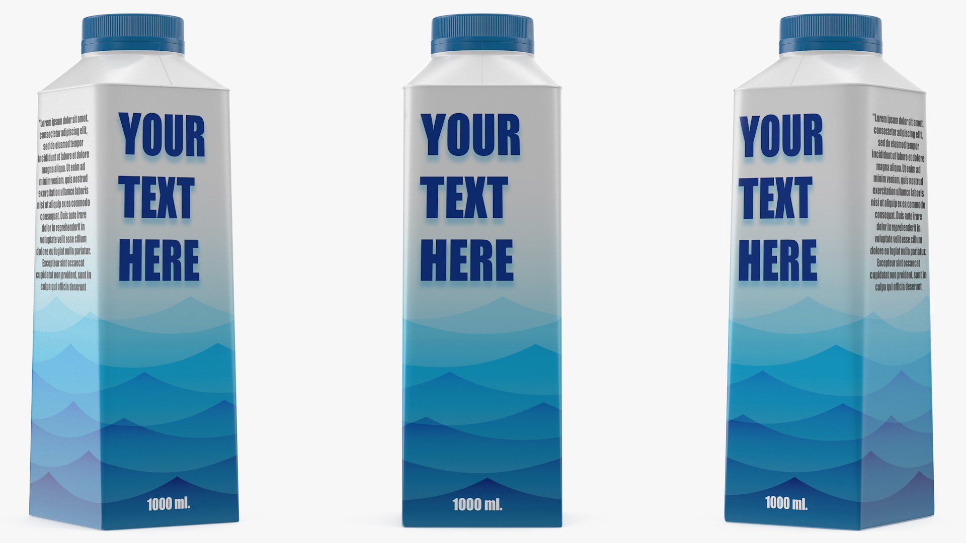 3D Carton Package for Beverage with Cap Mockup Blue model