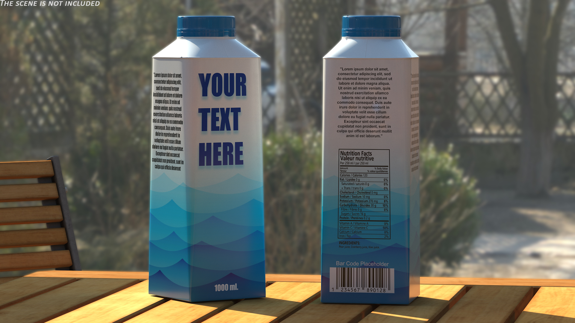 3D Carton Package for Beverage with Cap Mockup Blue model