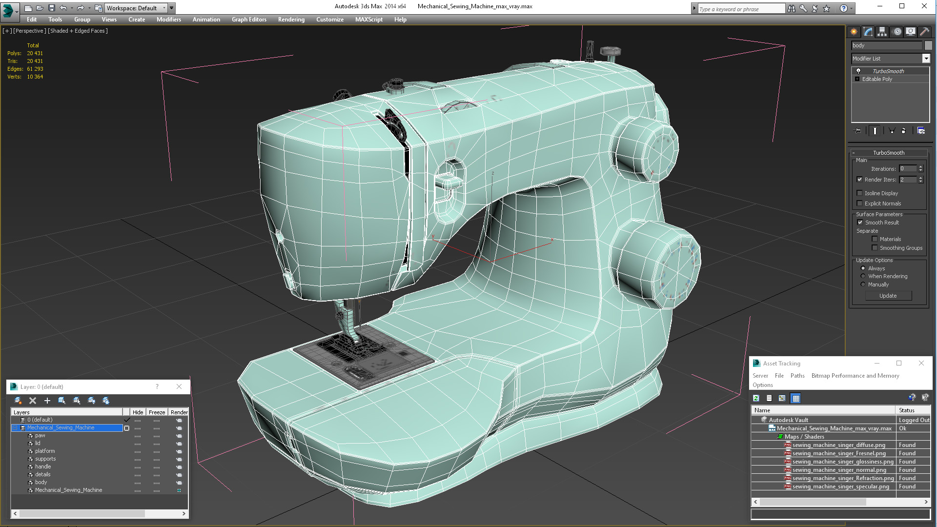 3D model Mechanical Sewing Machine