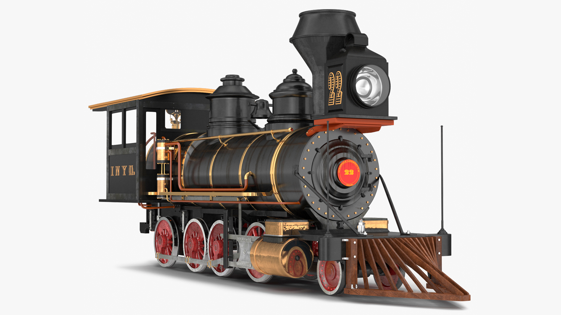 1860s Steam Locomotive 3D