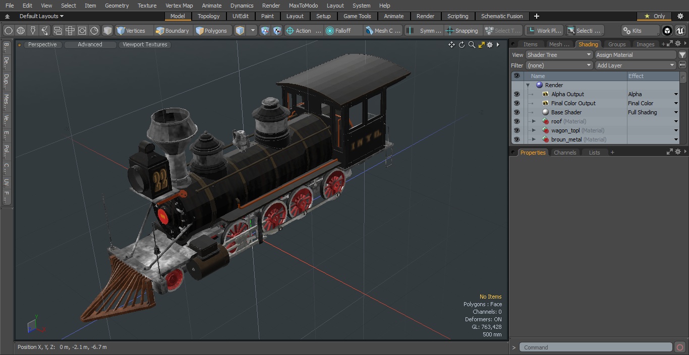 1860s Steam Locomotive 3D