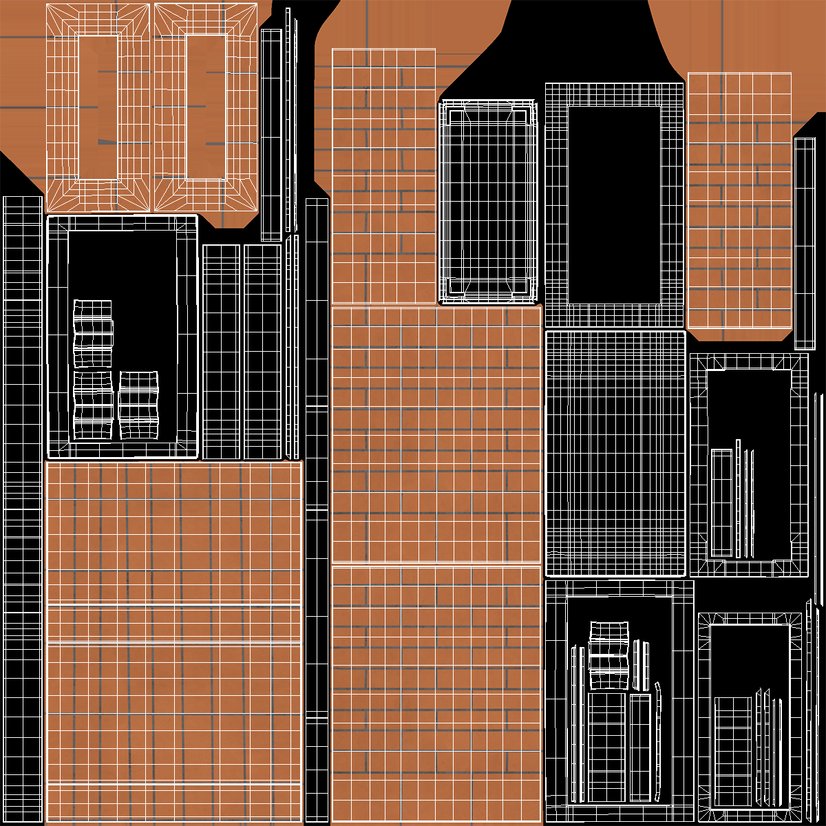 3D model Rectangular Brick Chimney