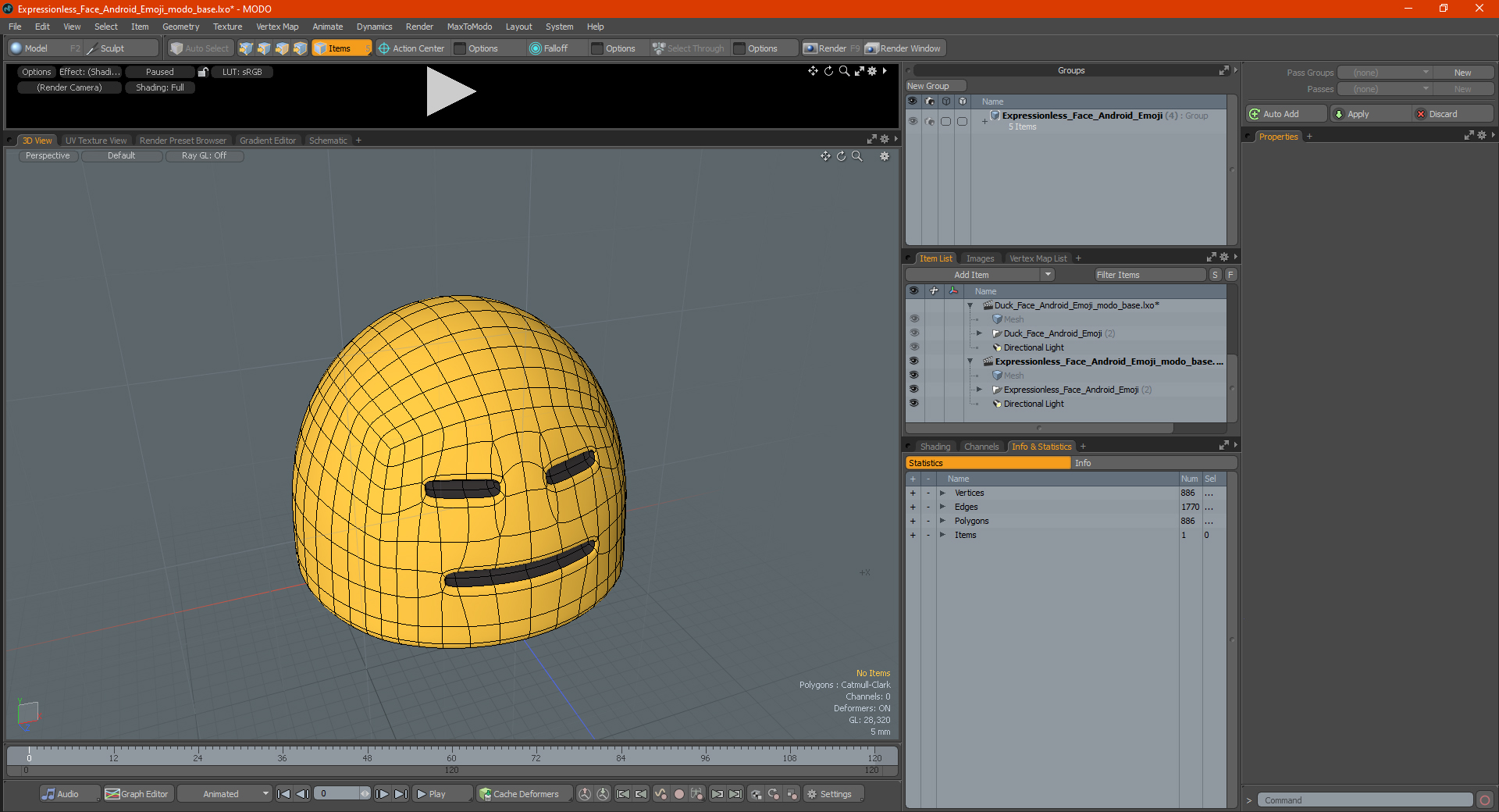 3D Expressionless Face Android Emoji model