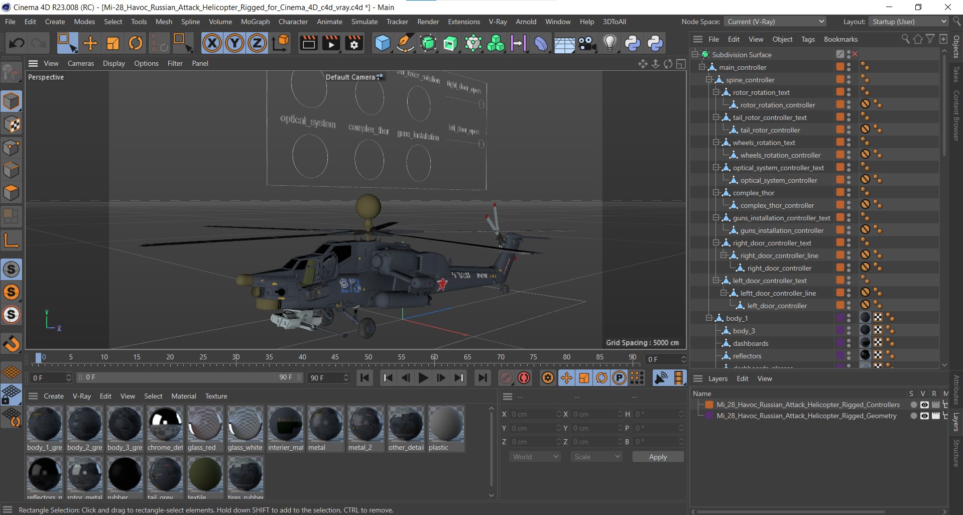 3D Mi-28 Havoc Russian Attack Helicopter Rigged for Cinema 4D model