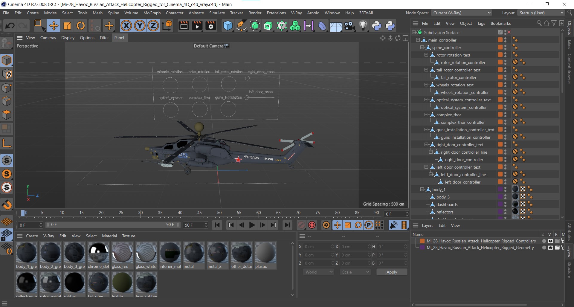 3D Mi-28 Havoc Russian Attack Helicopter Rigged for Cinema 4D model