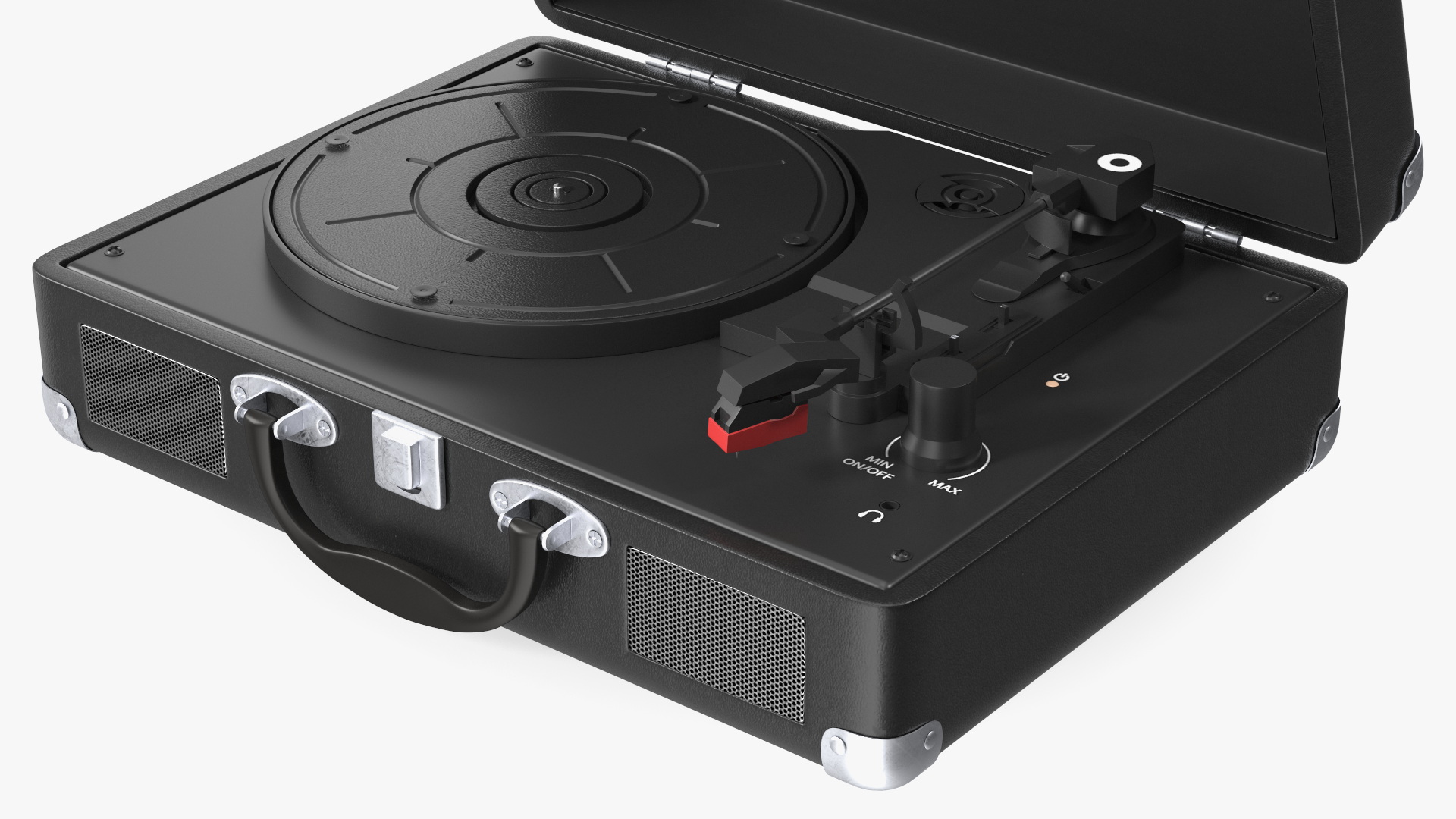 3D Retro Vinyl Record Player Black