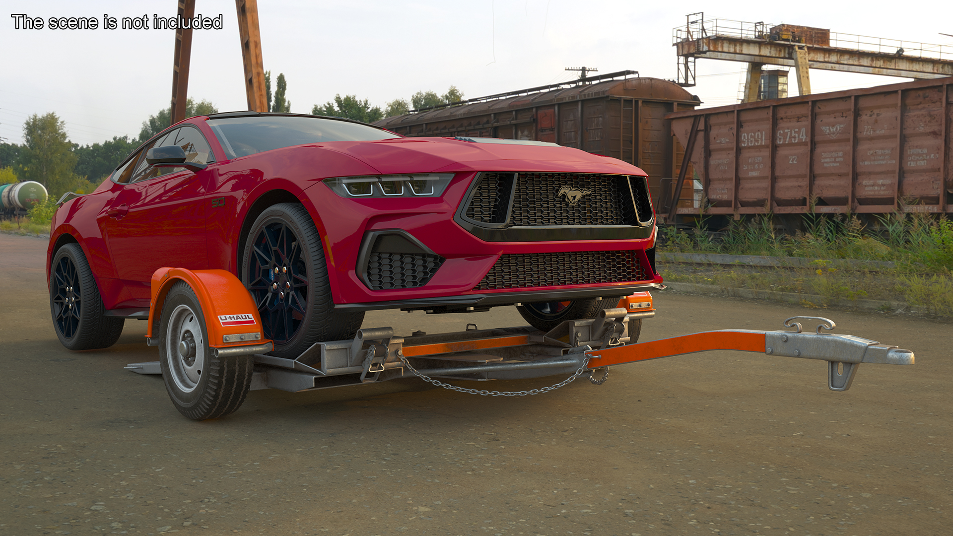 3D model Ford Mustang 2024 on Tow Dolly