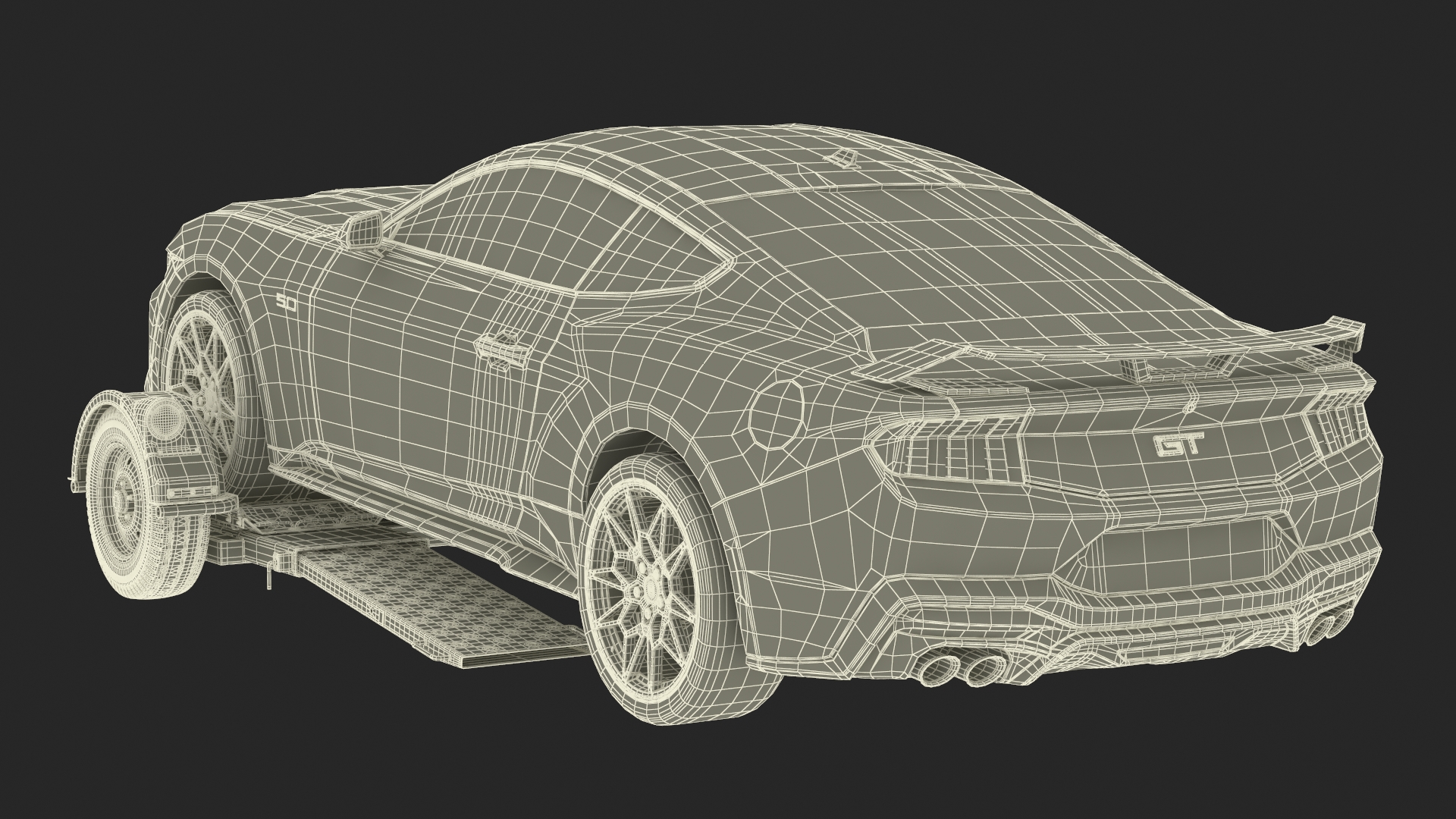 3D model Ford Mustang 2024 on Tow Dolly