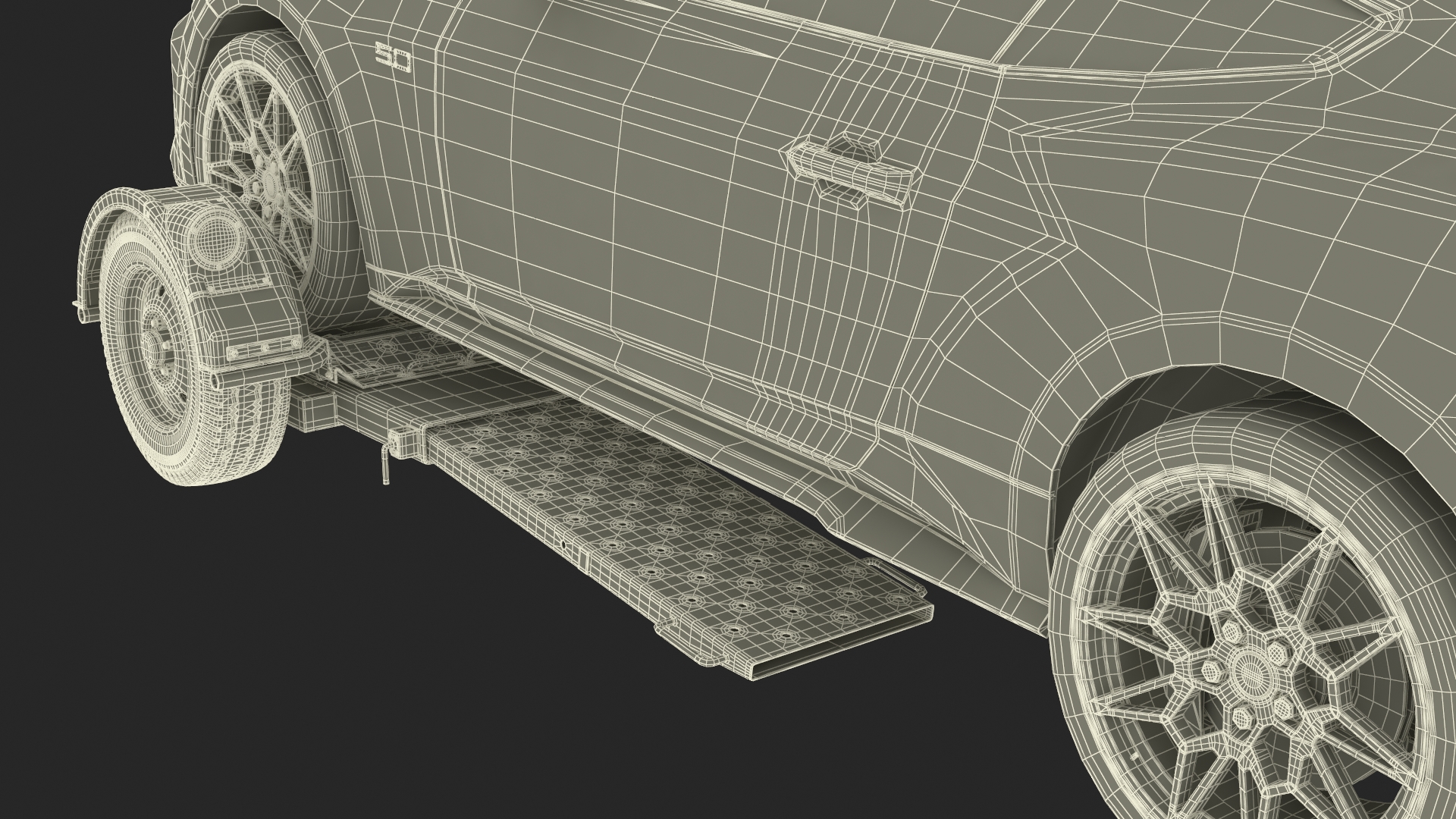 3D model Ford Mustang 2024 on Tow Dolly