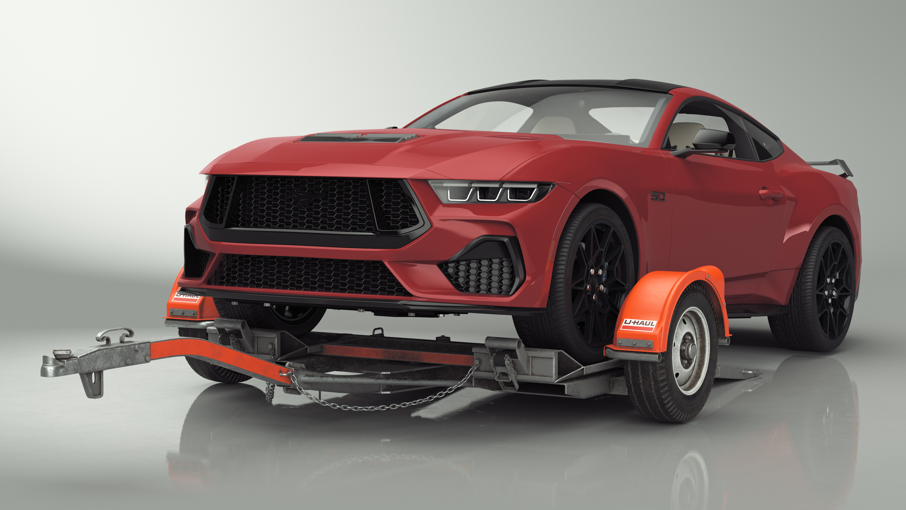 3D model Ford Mustang 2024 on Tow Dolly