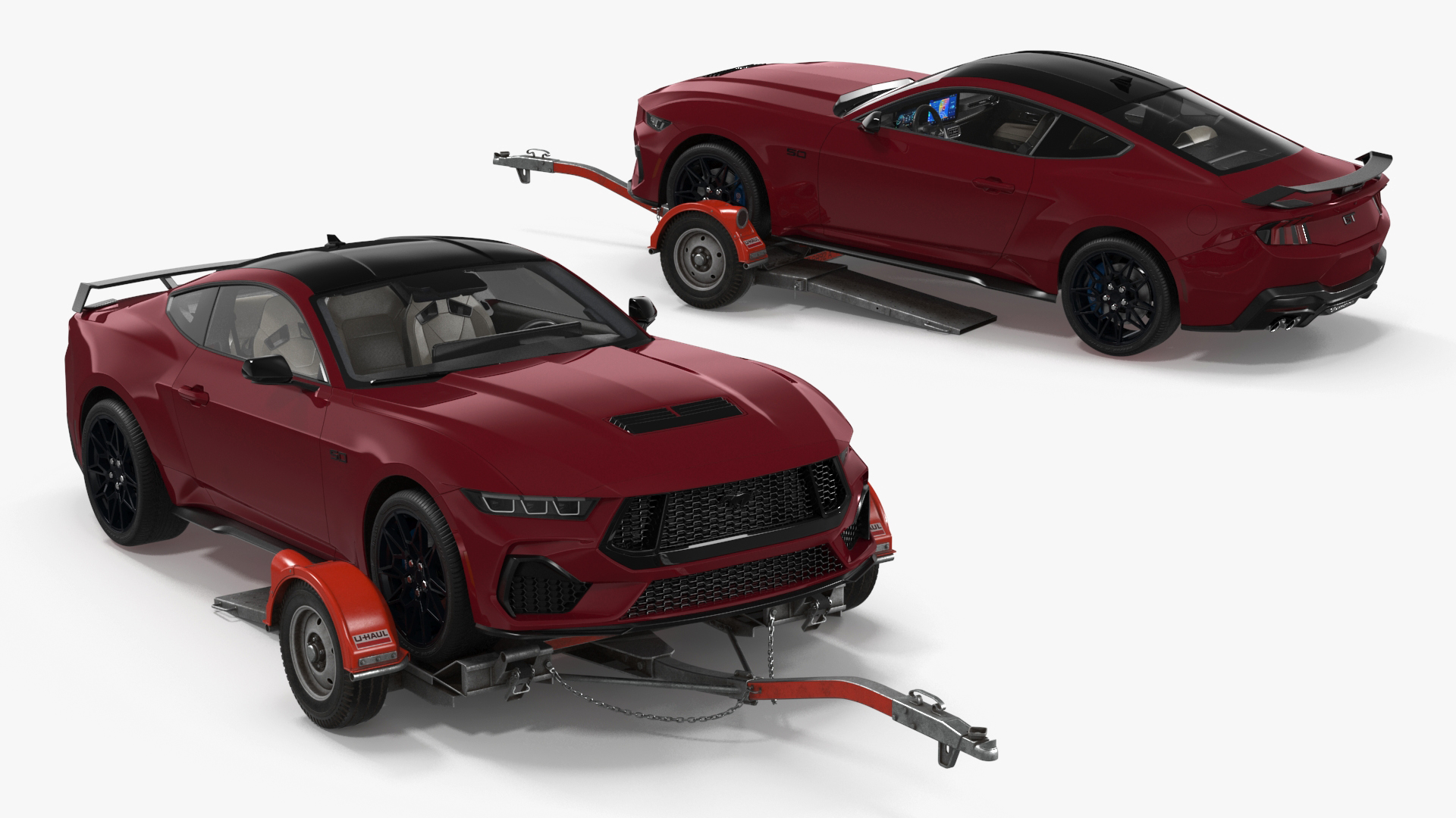 3D model Ford Mustang 2024 on Tow Dolly