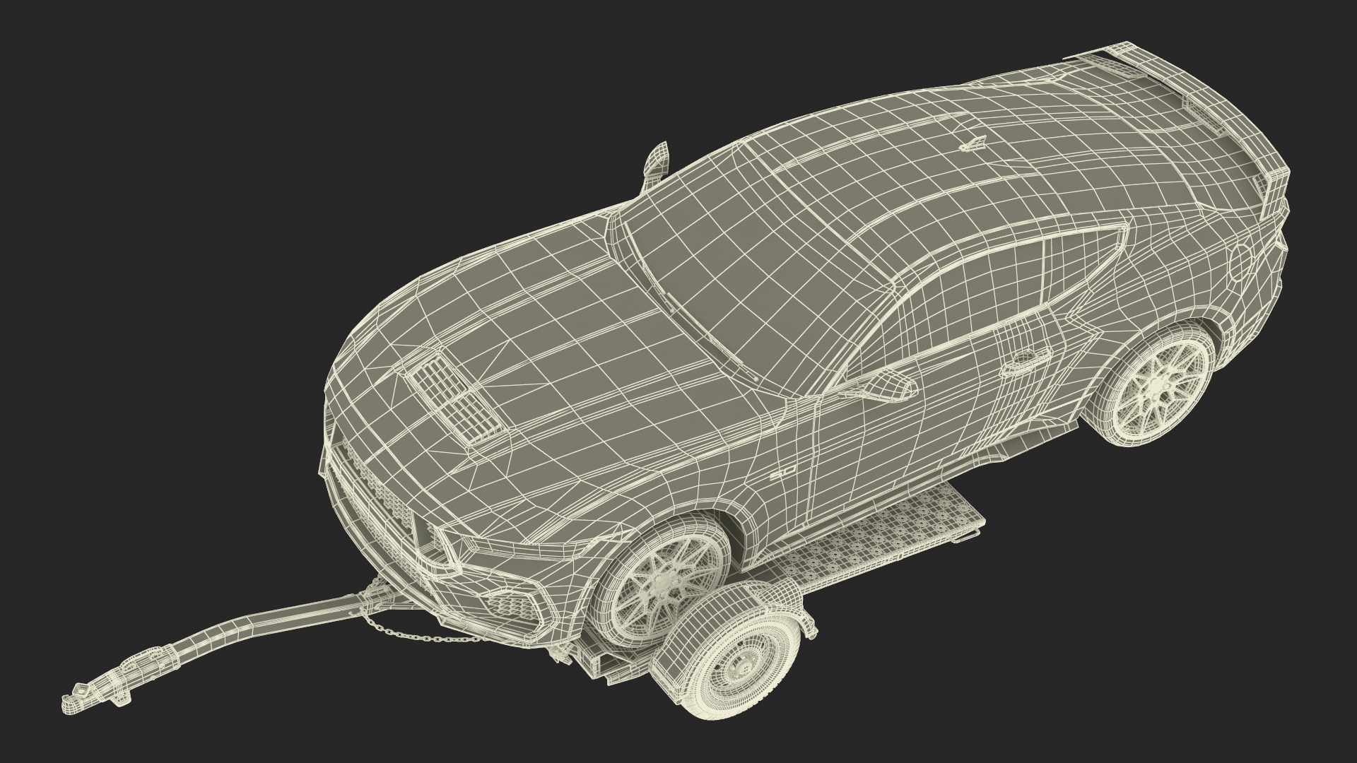 3D model Ford Mustang 2024 on Tow Dolly