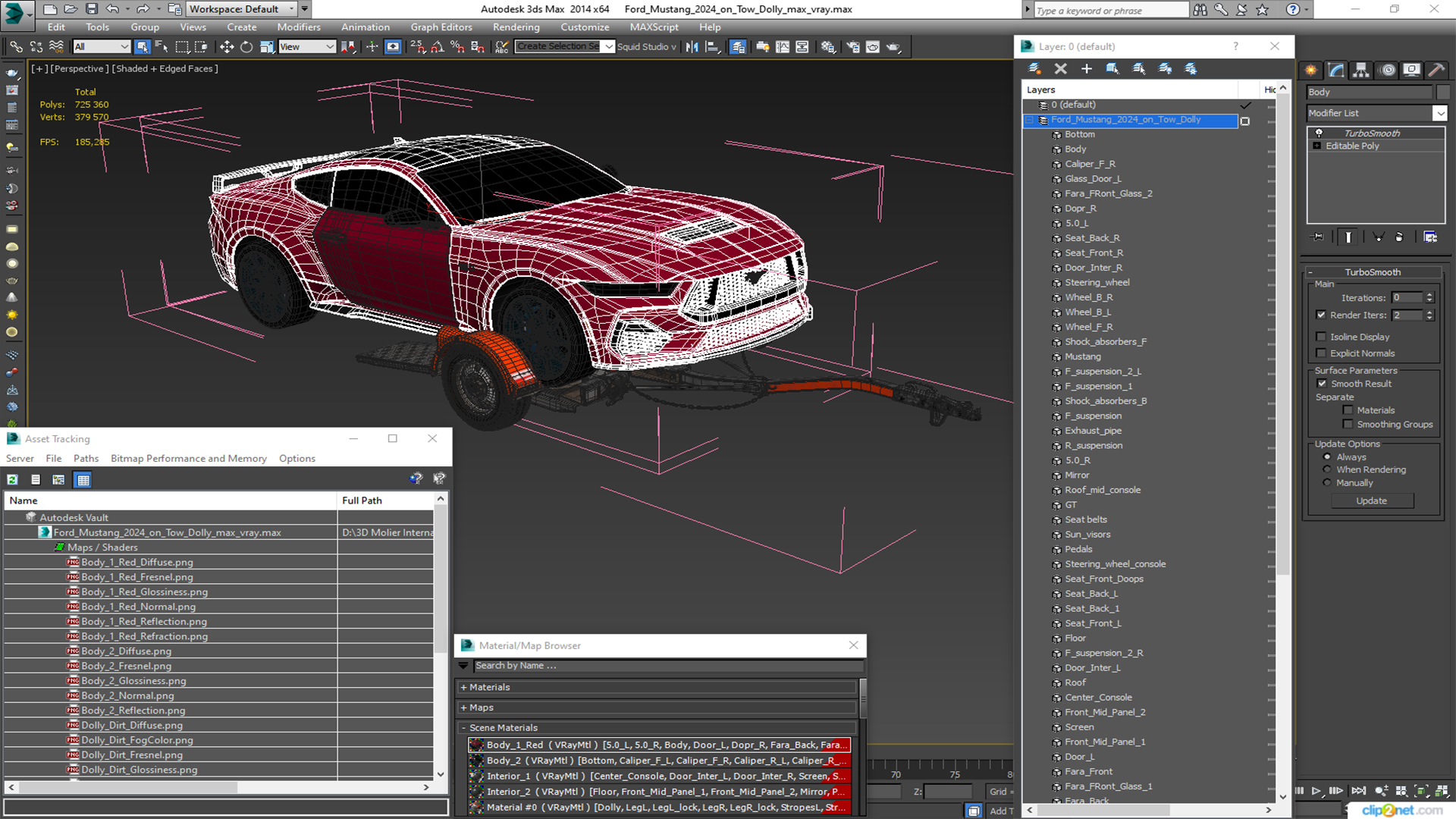 3D model Ford Mustang 2024 on Tow Dolly