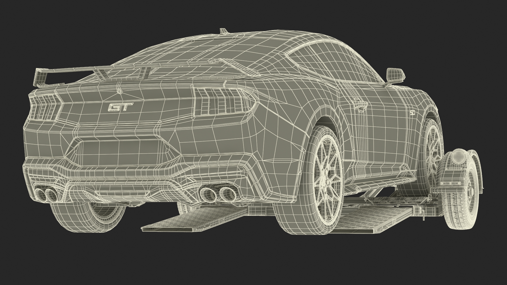 3D model Ford Mustang 2024 on Tow Dolly