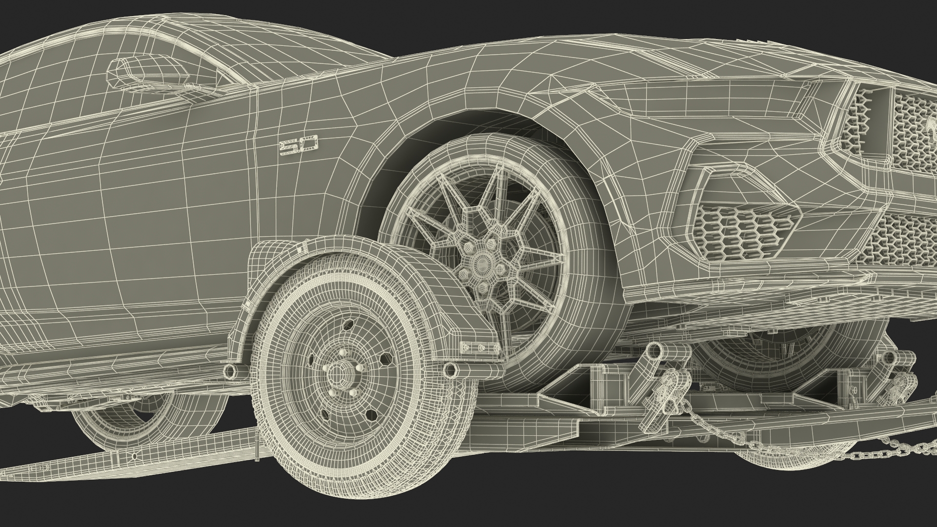 3D model Ford Mustang 2024 on Tow Dolly