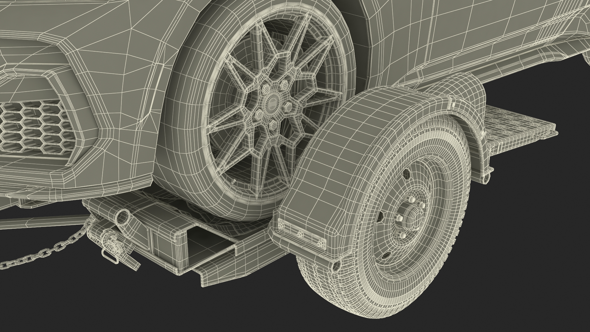 3D model Ford Mustang 2024 on Tow Dolly