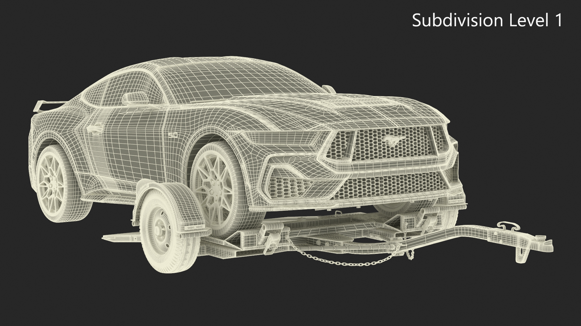 3D model Ford Mustang 2024 on Tow Dolly