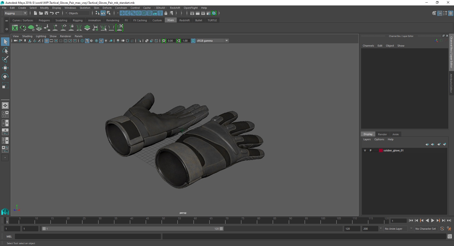 3D model Tactical Gloves Pair