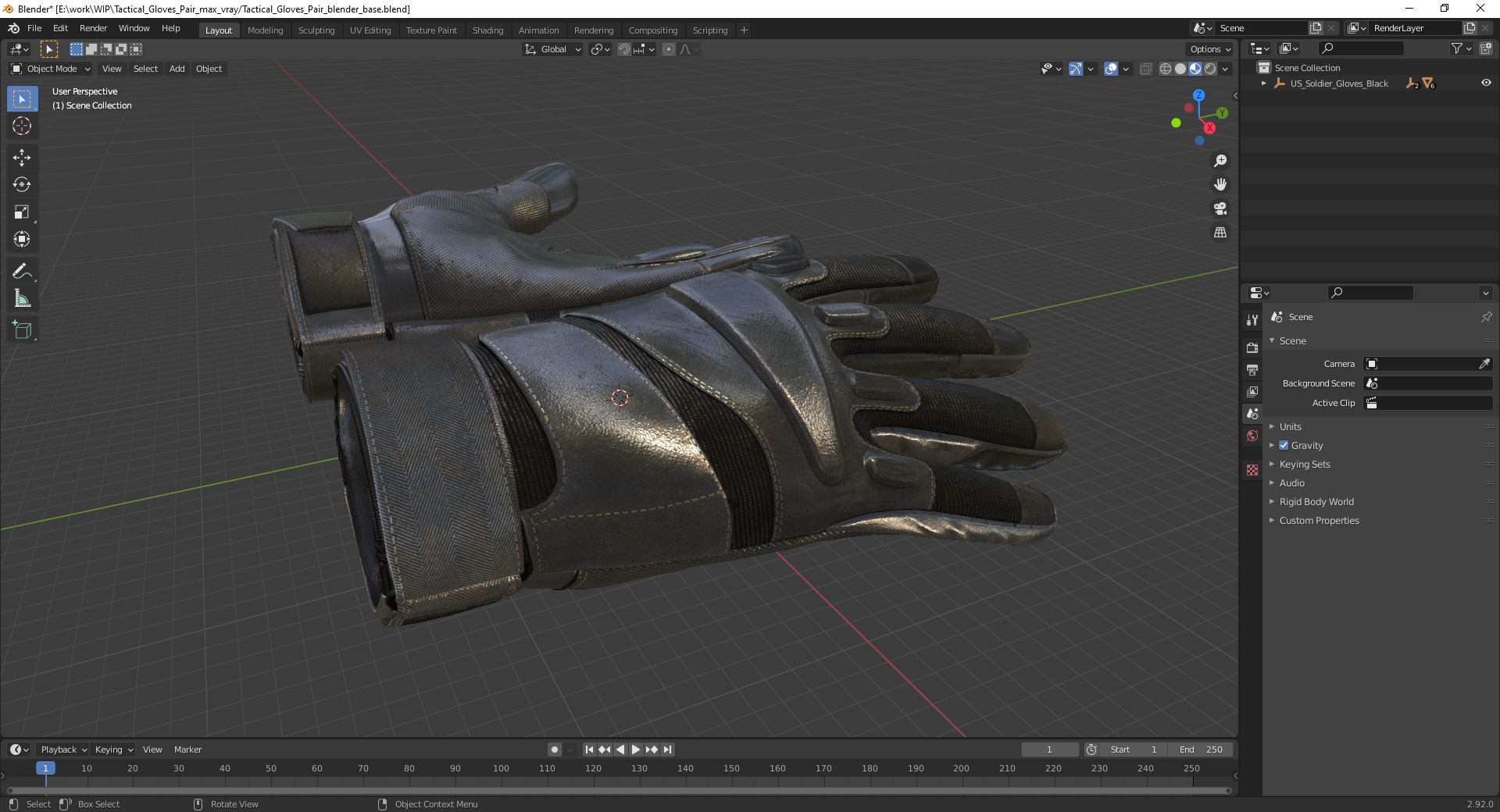 3D model Tactical Gloves Pair