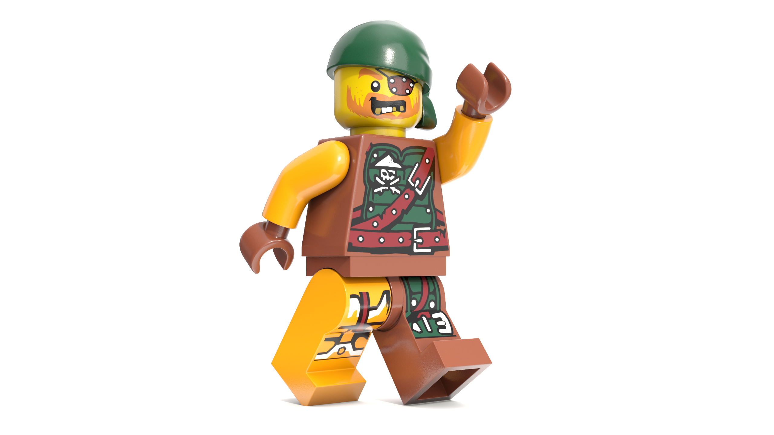 Minifigure LEGO Pirate Rigged 3D model