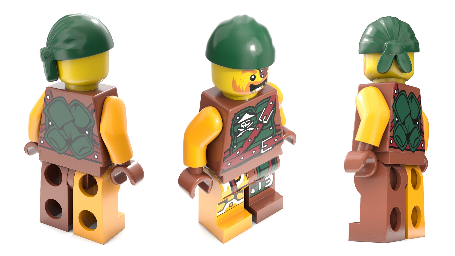 Minifigure LEGO Pirate Rigged 3D model