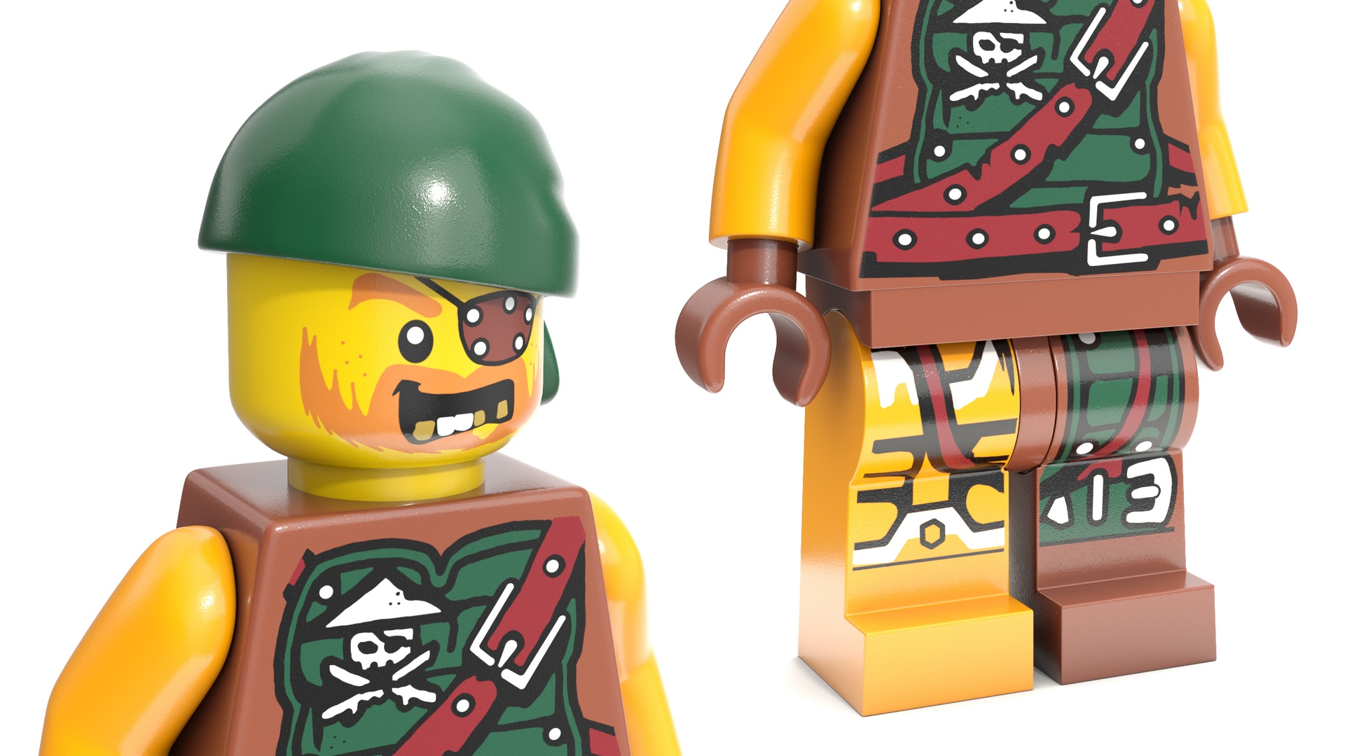 Minifigure LEGO Pirate Rigged 3D model