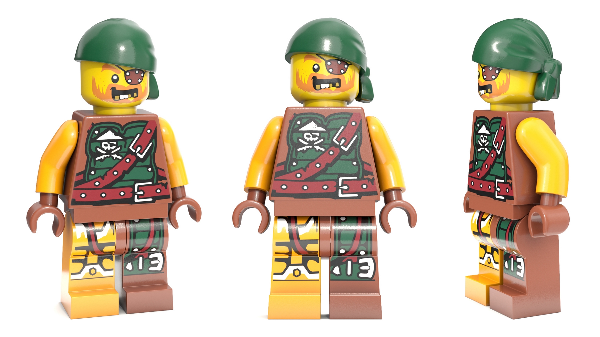 Minifigure LEGO Pirate Rigged 3D model