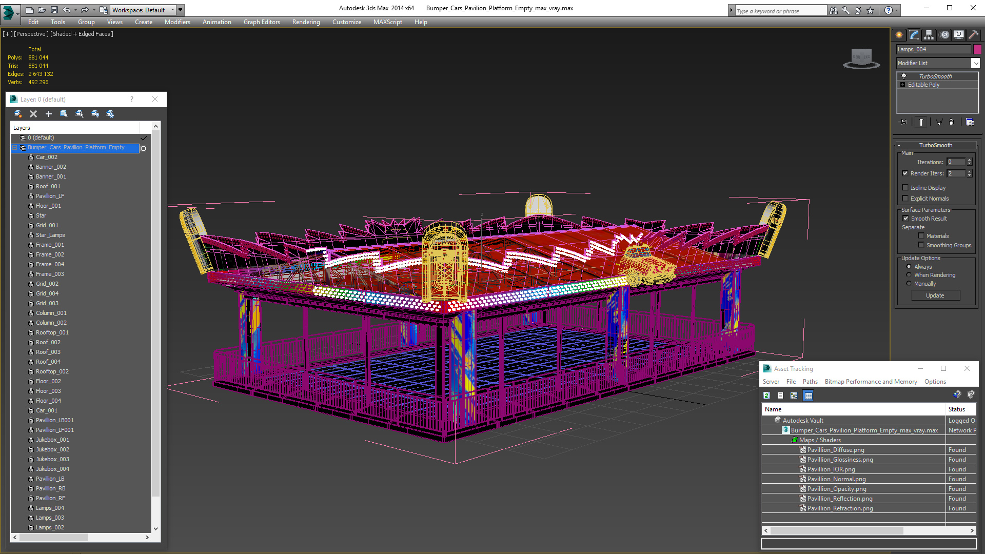 3D model Bumper Cars Pavilion Platform Empty