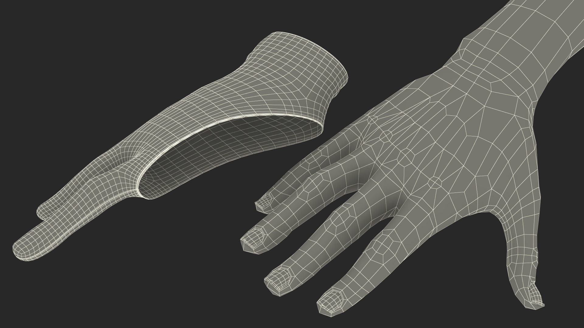 3D Grey Drawing Glove on Hand