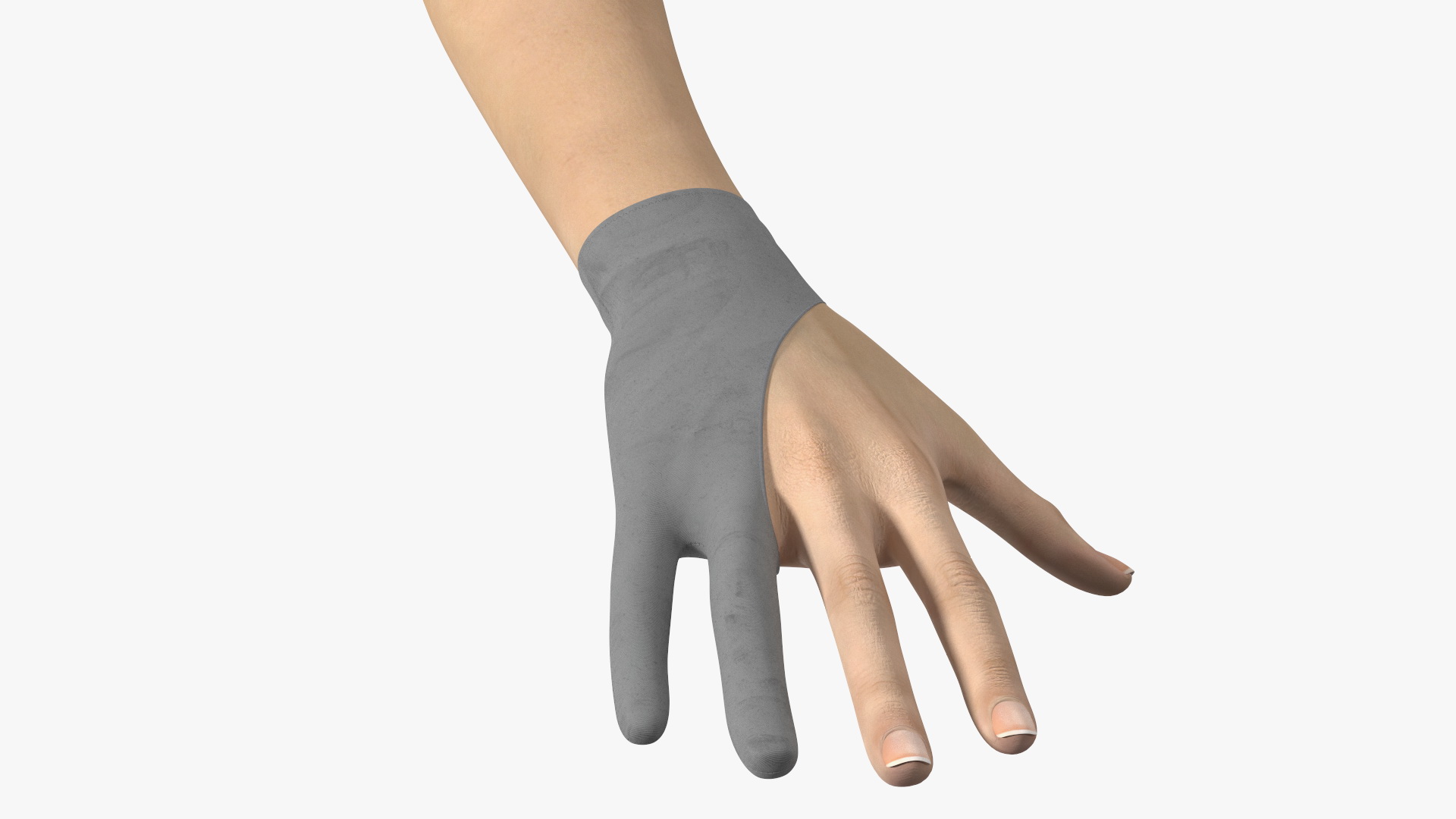 3D Grey Drawing Glove on Hand