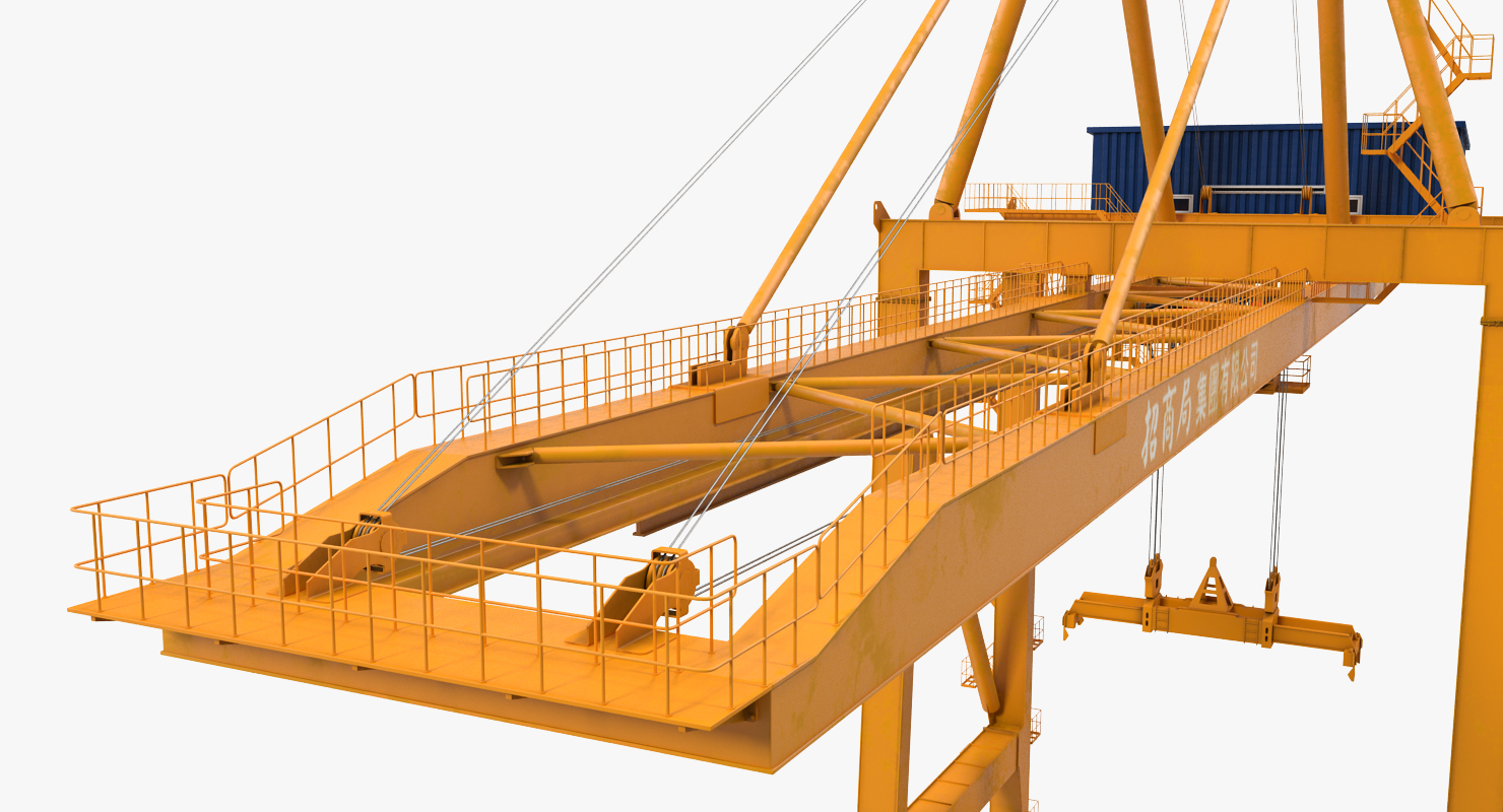 3D model Container Handling Gantry Crane Orange Rigged