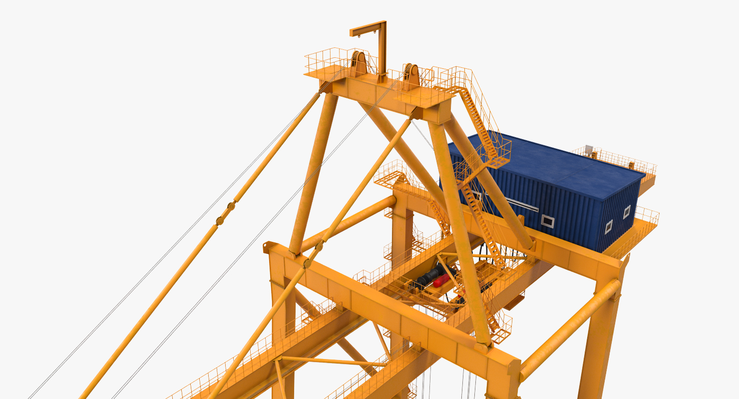 3D model Container Handling Gantry Crane Orange Rigged