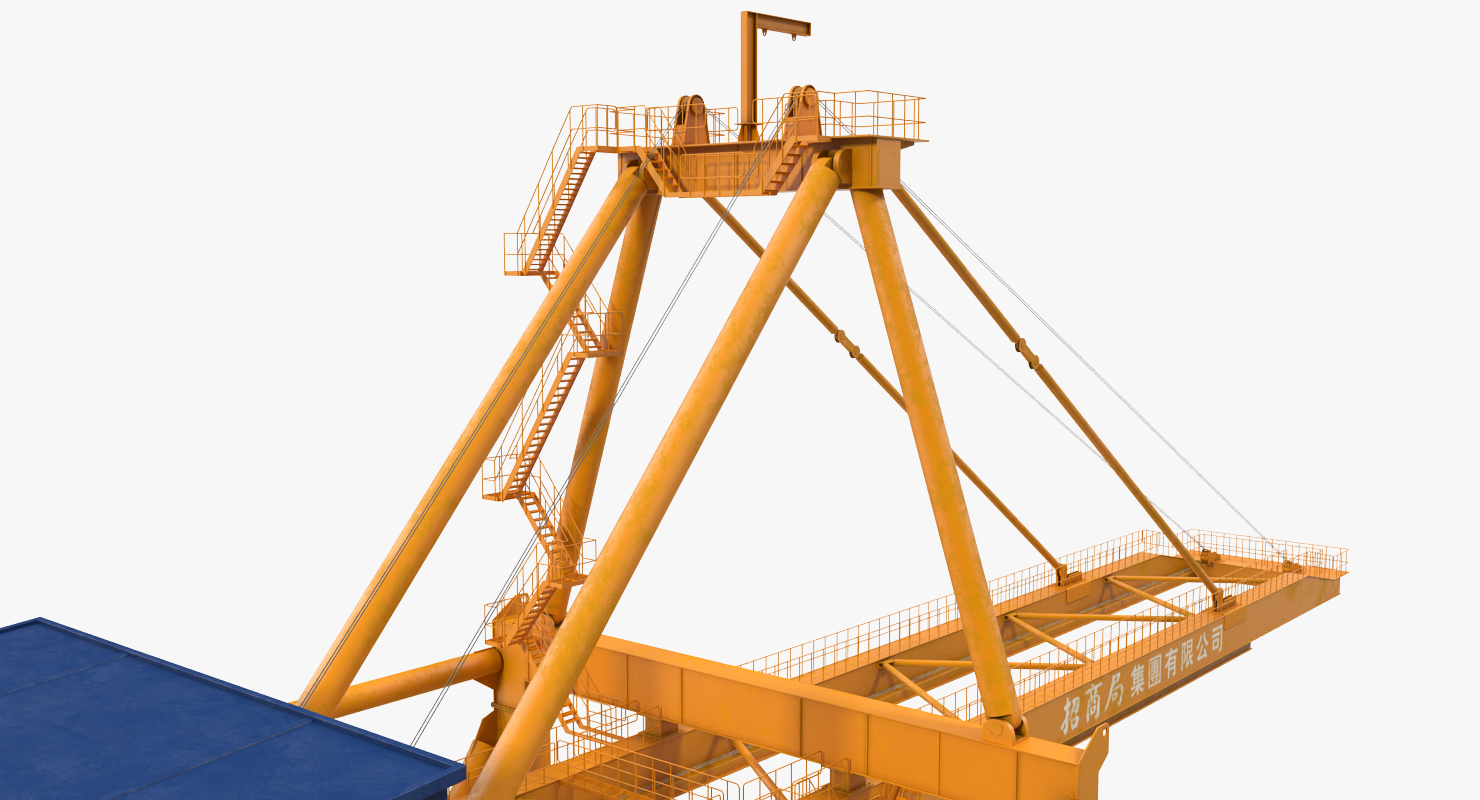 3D model Container Handling Gantry Crane Orange Rigged