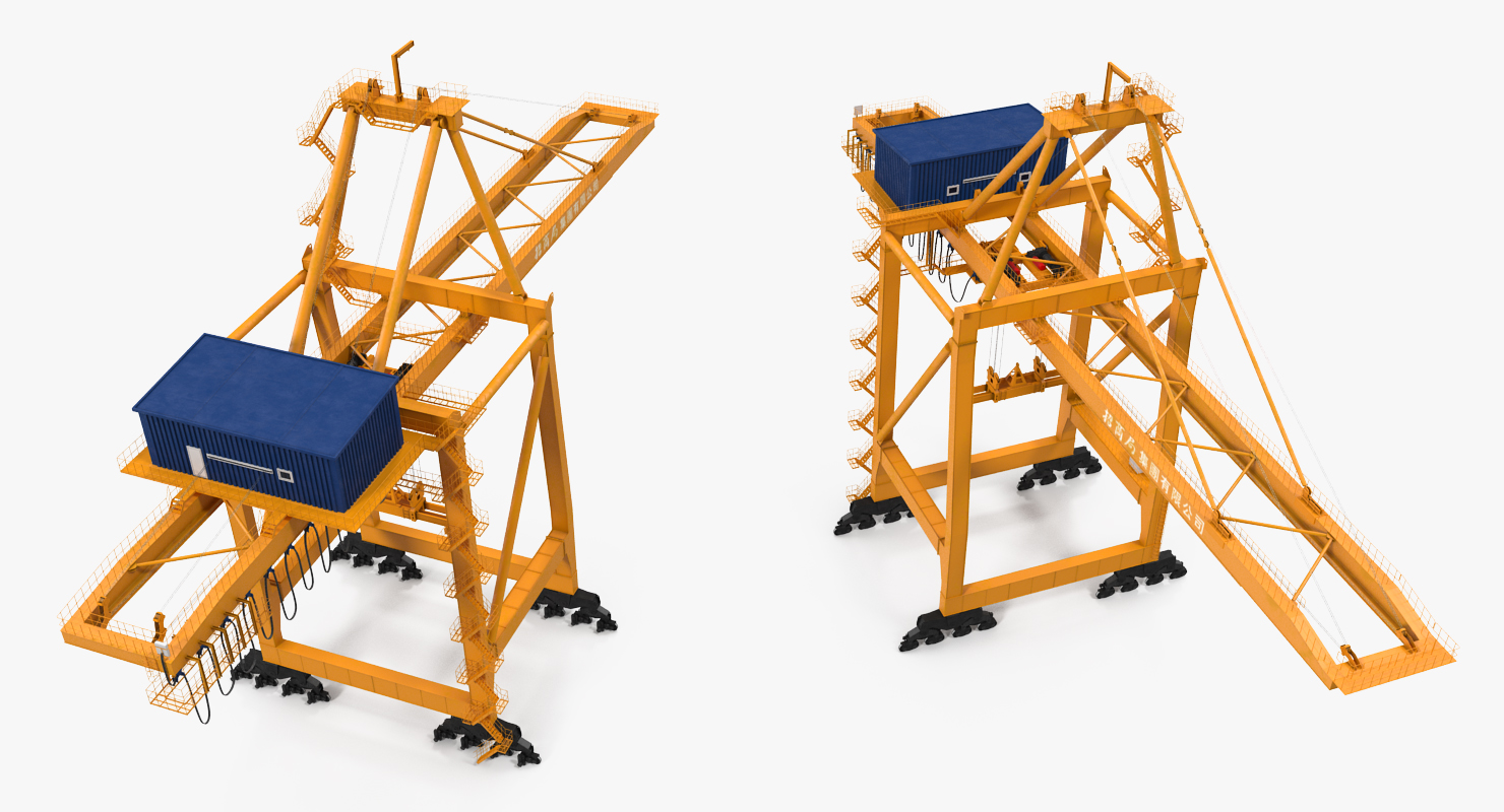 3D model Container Handling Gantry Crane Orange Rigged