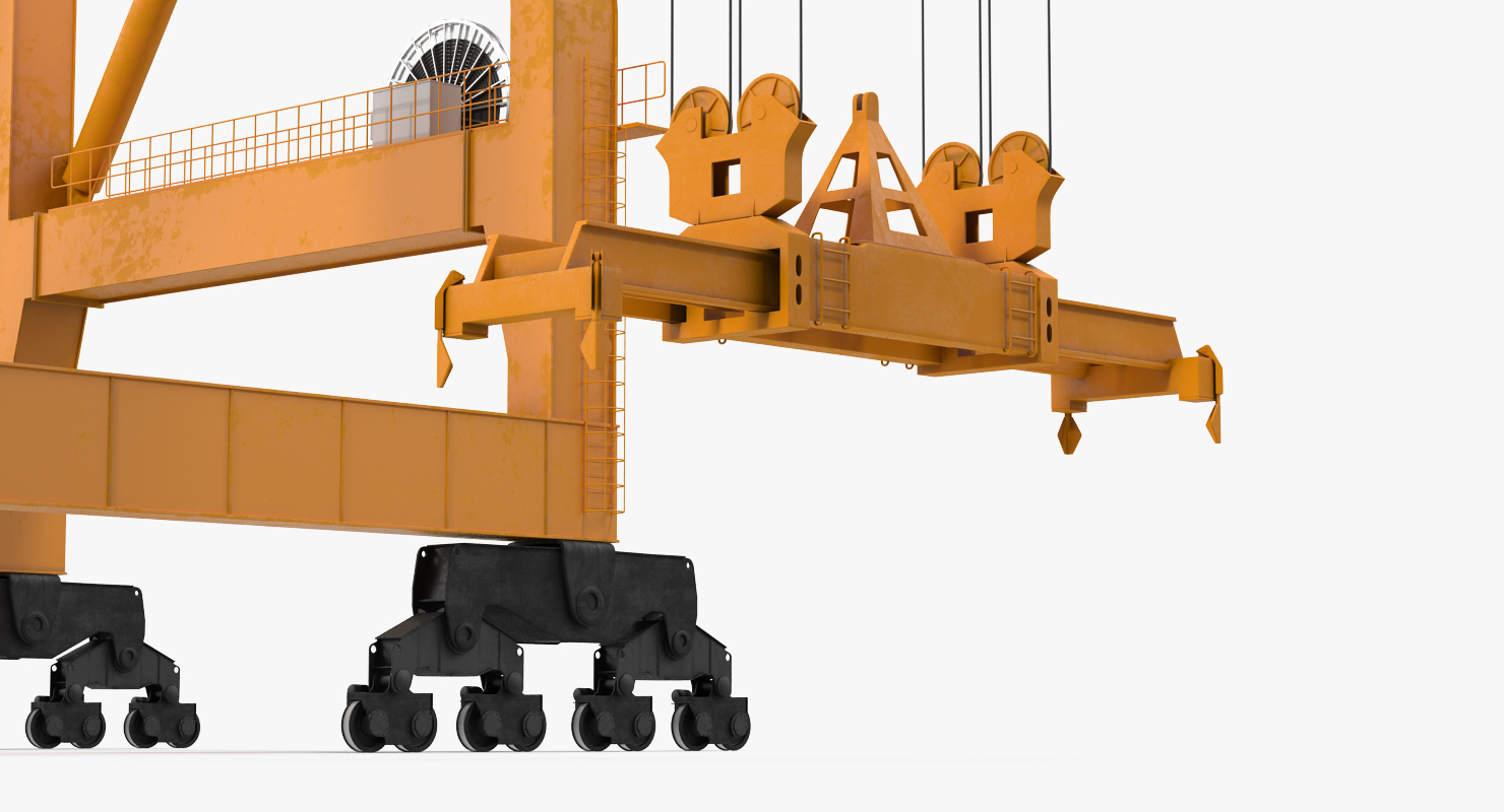 3D model Container Handling Gantry Crane Orange Rigged