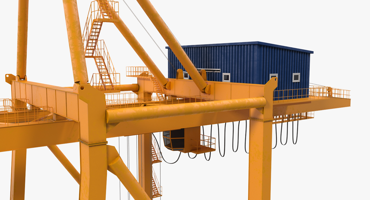 3D model Container Handling Gantry Crane Orange Rigged