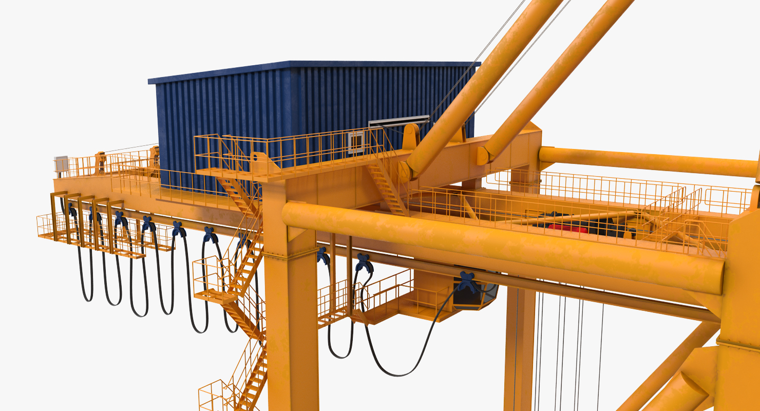 3D model Container Handling Gantry Crane Orange Rigged