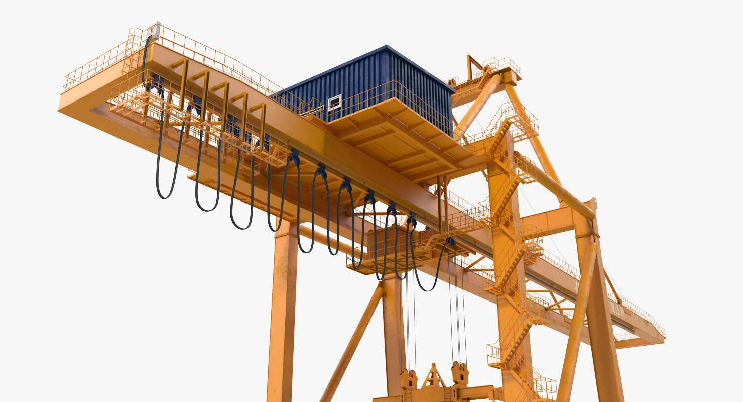 3D model Container Handling Gantry Crane Orange Rigged