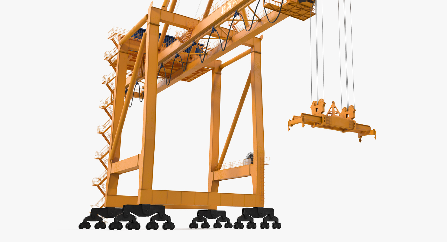 3D model Container Handling Gantry Crane Orange Rigged