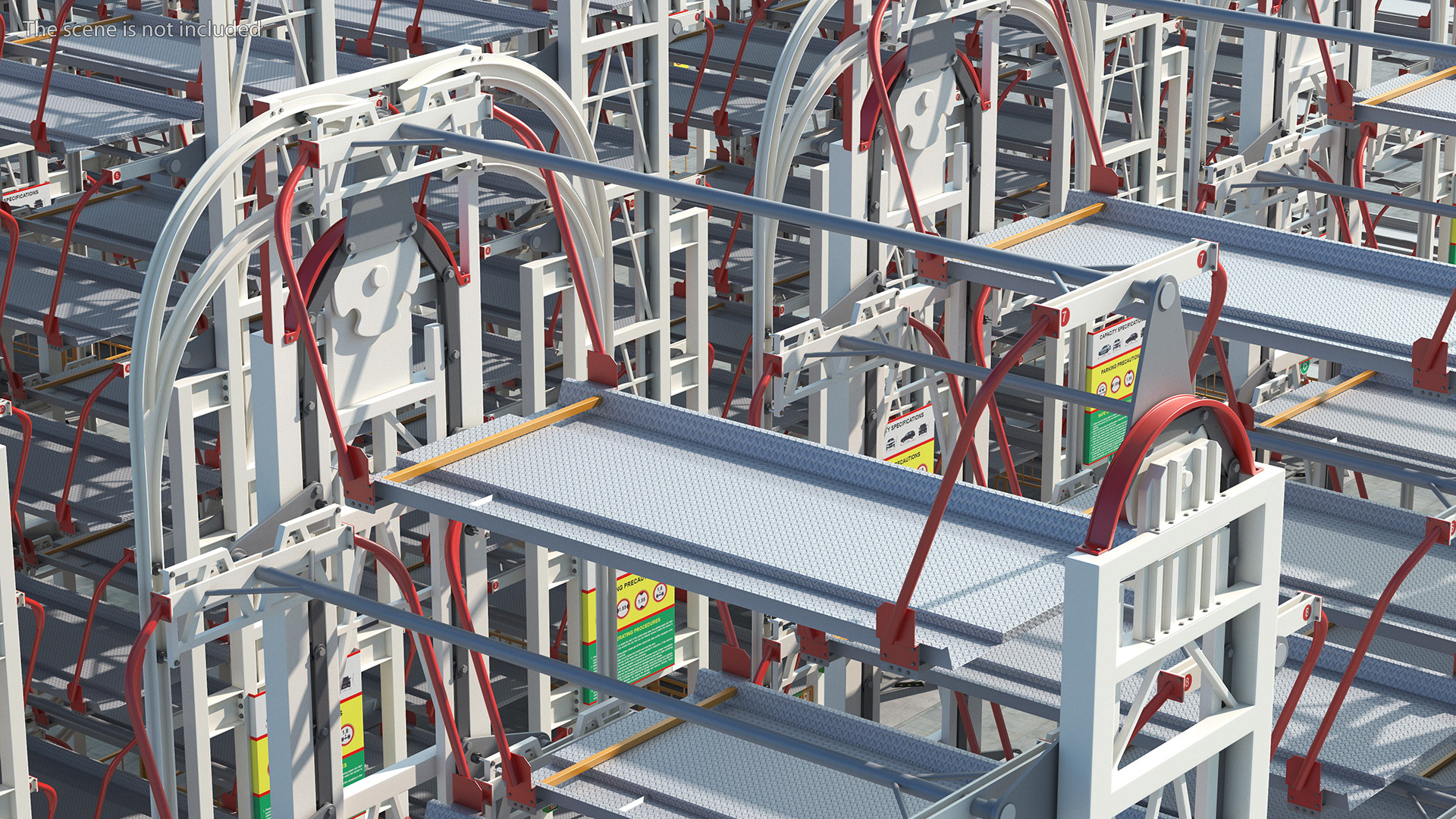 3D Car Parking 12 Place Rotary Lift System Rigged