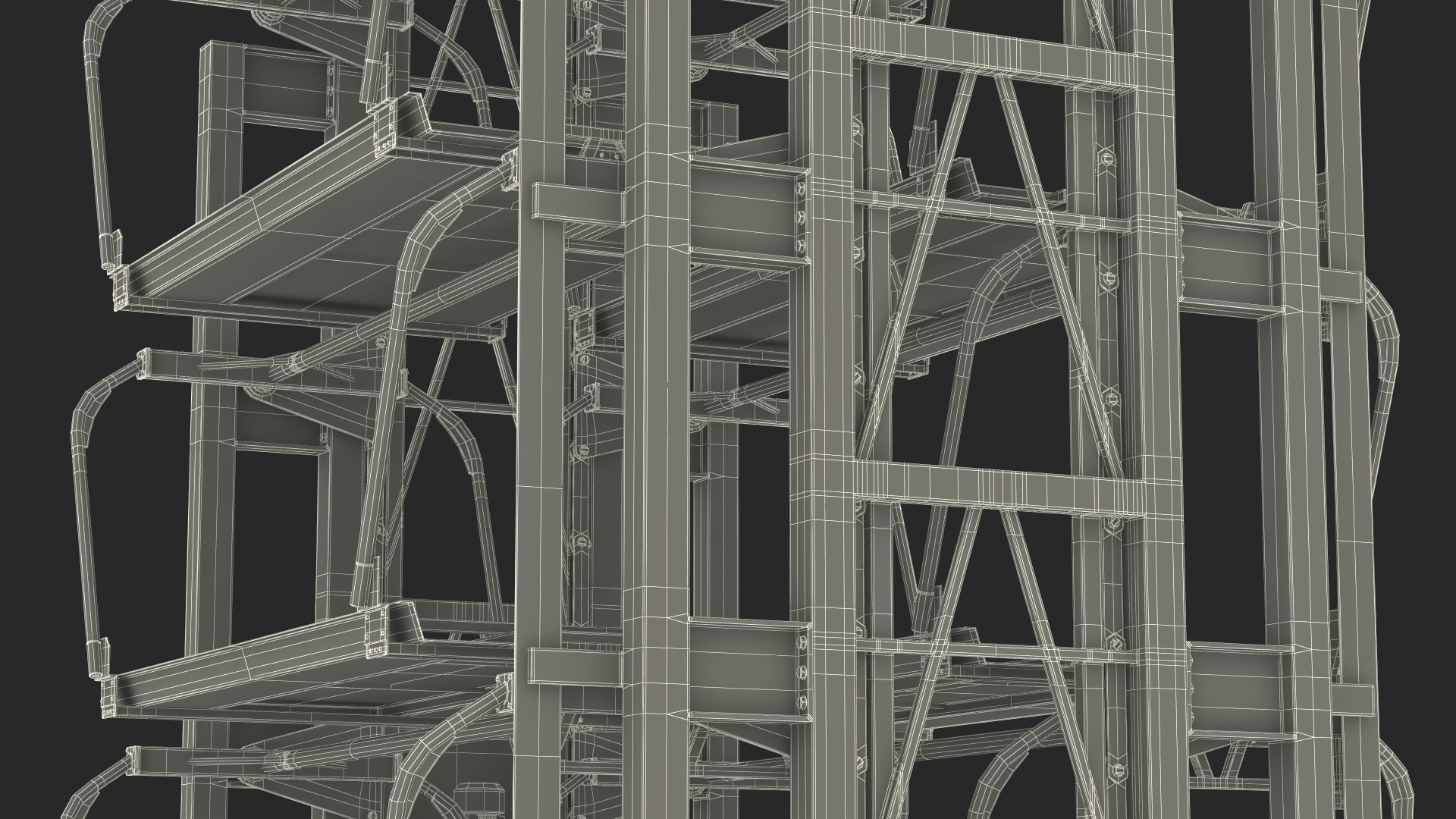 3D Car Parking 12 Place Rotary Lift System Rigged