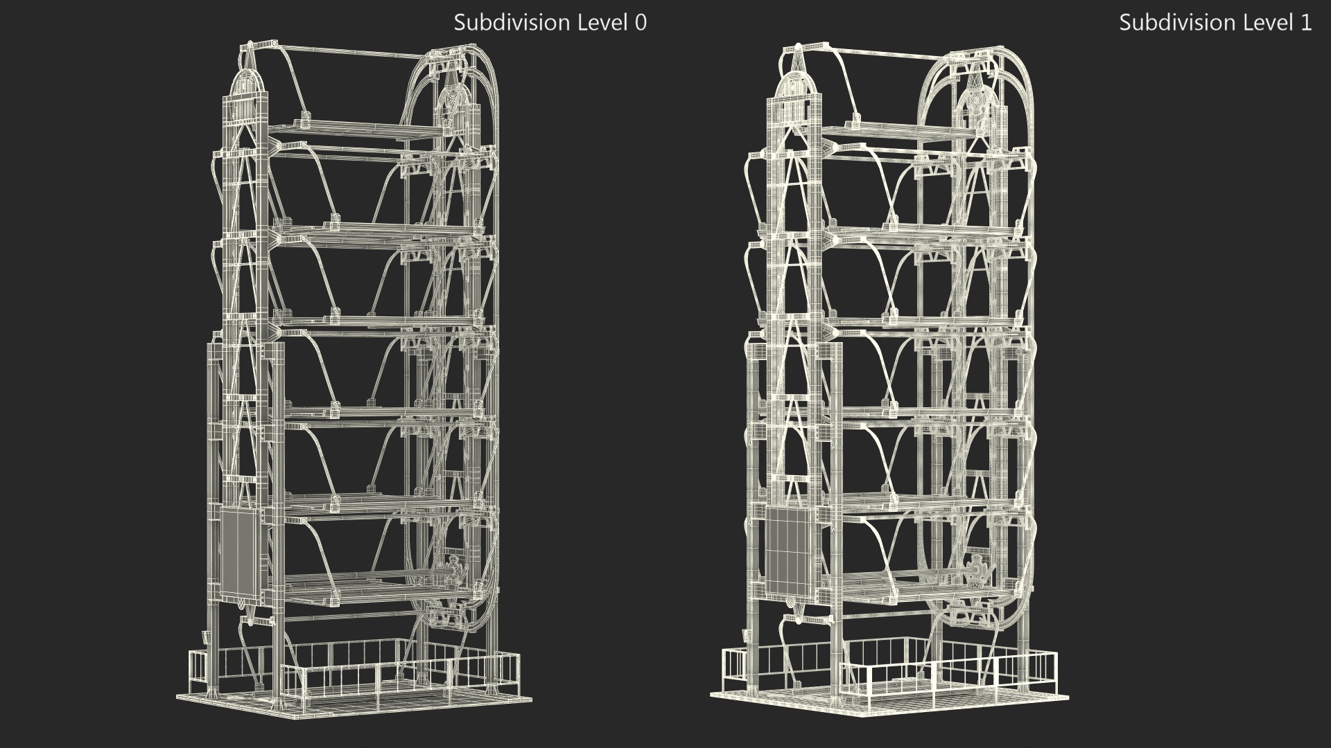 3D Car Parking 12 Place Rotary Lift System Rigged