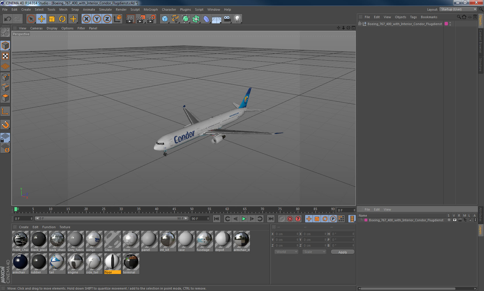 3D Boeing 767 400 with Interior Condor Flugdienst