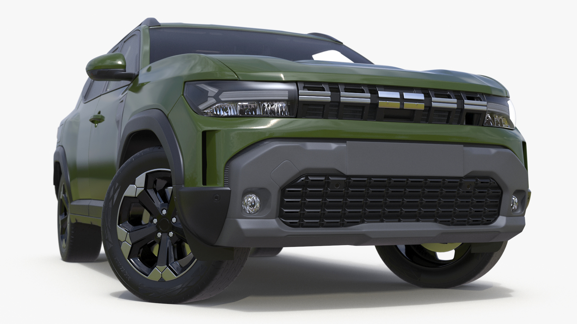 Modern Crossover SUV Green Rigged for Cinema 4D 3D